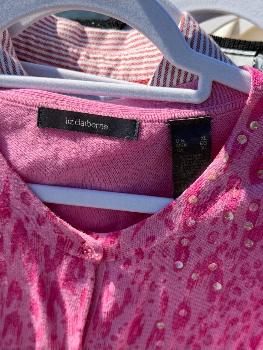 Liz Claiborne Pink Sequin Detail Button-Down Top